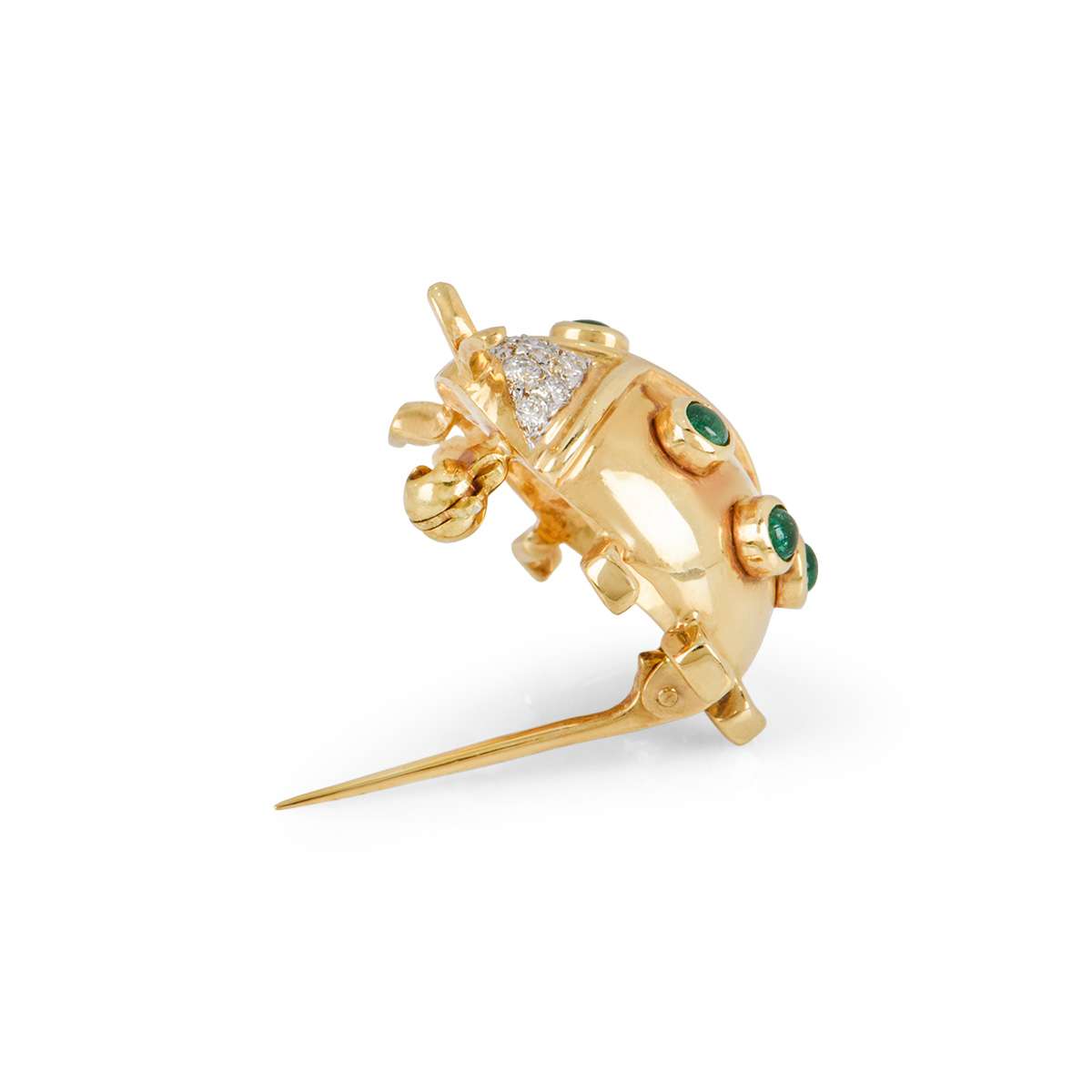 Yellow Gold Diamond & Emerald Ladybird Brooch
